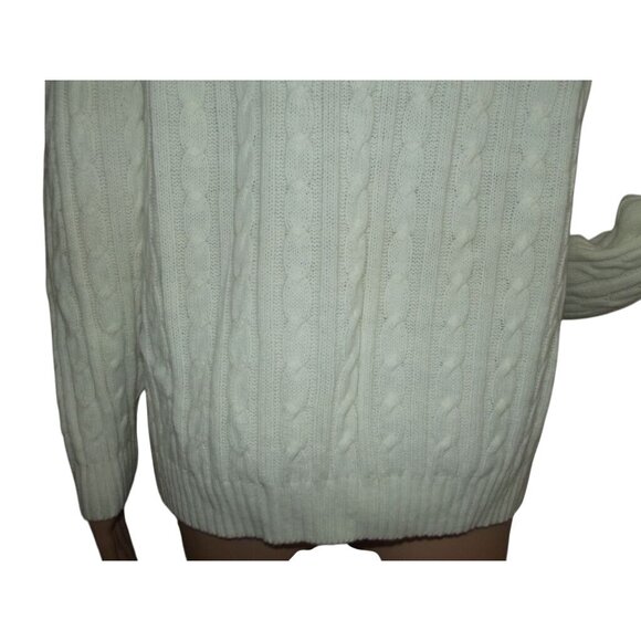 Light Ivory Cardigan Sweater Womens Medium Button vintage off white cable knit - Picture 8 of 8